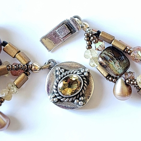 KESHI & FRESHWATER PEARL NECKLACE - 925 STERLING & CITRINE CLASP - Picture 2 of 9